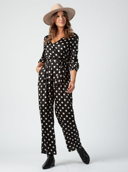 AMIYAH JUMPSUIT-BLACK POLKA DOT