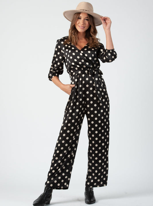 AMIYAH JUMPSUIT-BLACK POLKA DOT