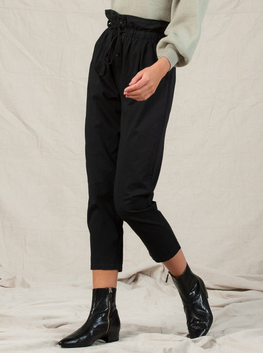 ABELLA PAPERBAG TROUSERS-BLACK