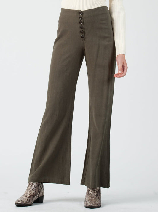 ENYO BUTTON FRONT WIDE LEG PANTS-OLIVE