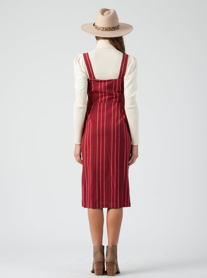 GINGER DRESS-GARNET STRIPE