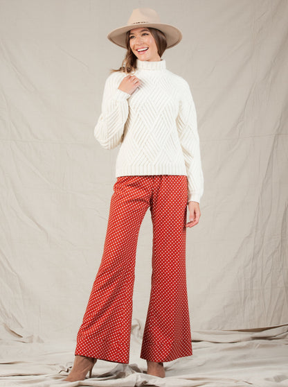 ISLA CONTRAST CUFF PANT-COPPER POLKA DOT