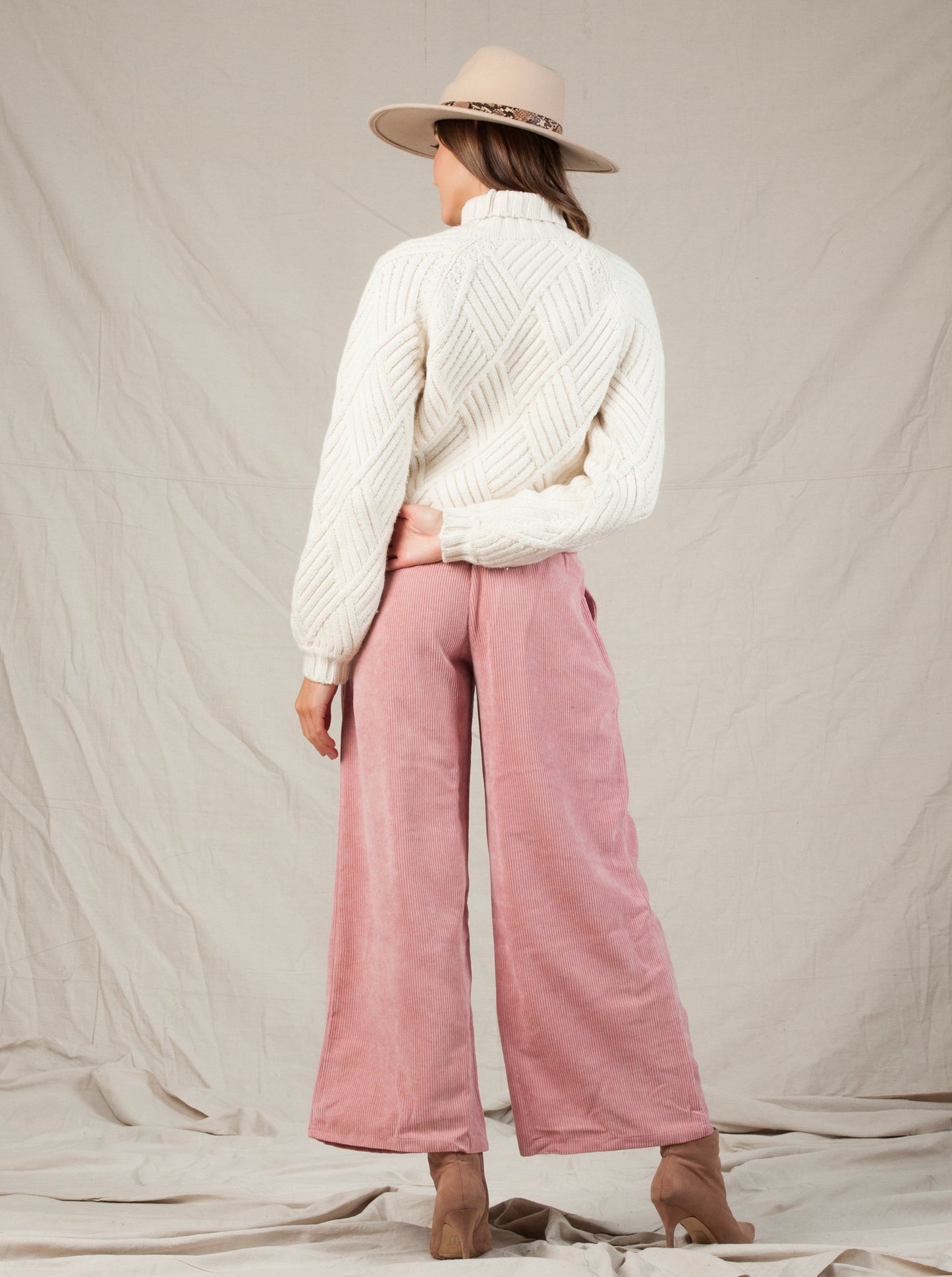 RETSINA CORDUROY PANTS-DUSTY PINK