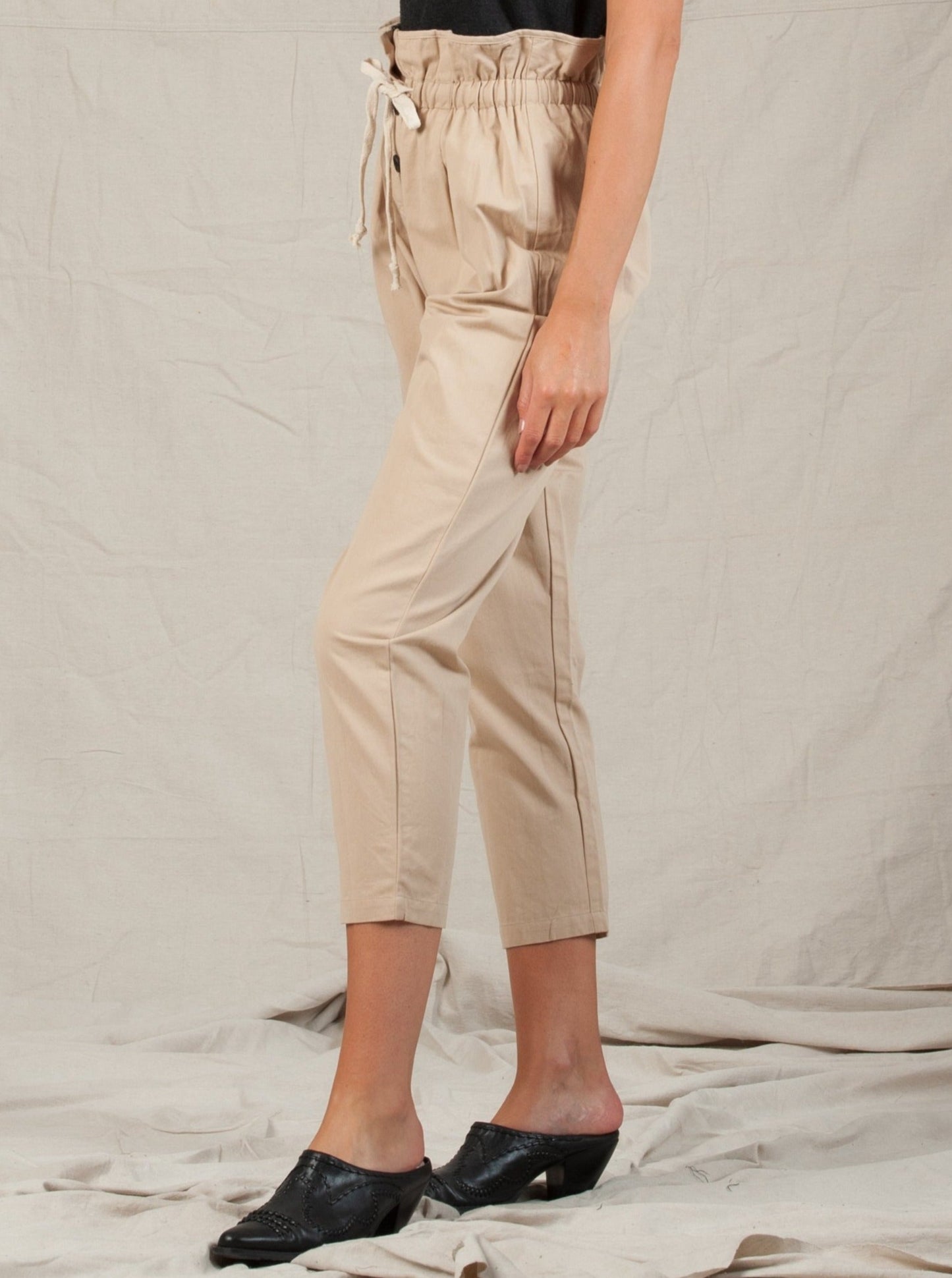 LCB1082 ABELLA PAPERBAG TROUSERS | BEIGE