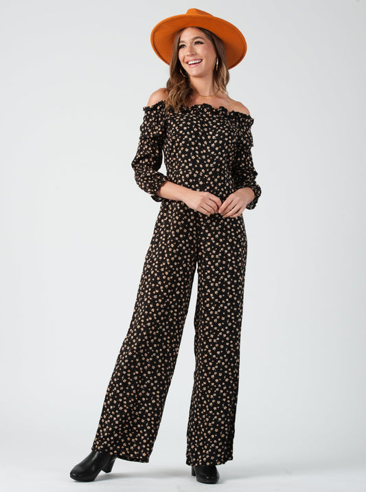 JULIET JUMPSUIT-BLACK DITSY