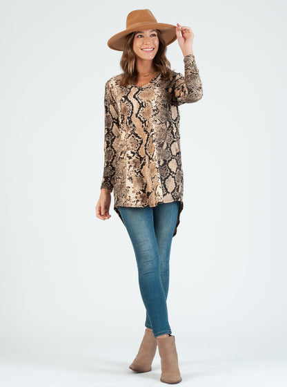 LINDA DROP SHOULDER TUNIC-SNAKE PRINT