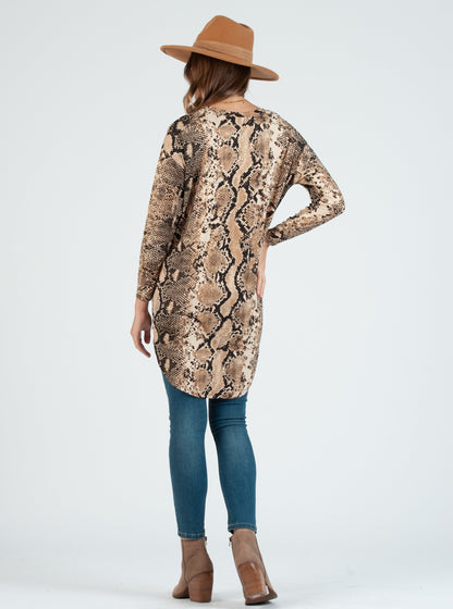LINDA DROP SHOULDER TUNIC-SNAKE PRINT