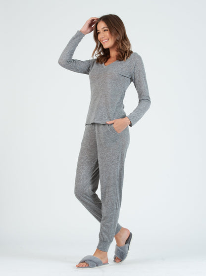 OLEA TOP & JOGGER SET-GREY MOCK TWIST