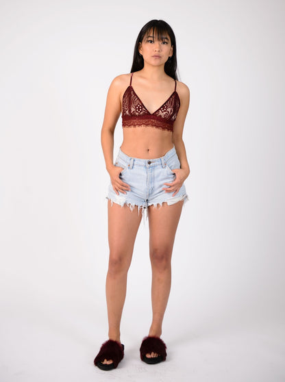 FRENCHIE TRIANGLE BRALETTE-WINE