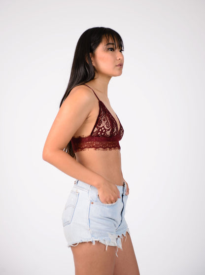 FRENCHIE TRIANGLE BRALETTE-WINE