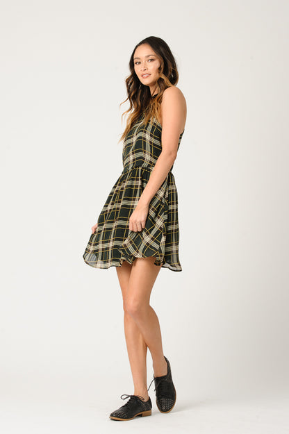EVIE PLAID DRESS-GREEN PLAID