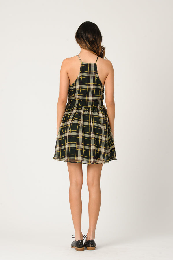 EVIE PLAID DRESS-GREEN PLAID