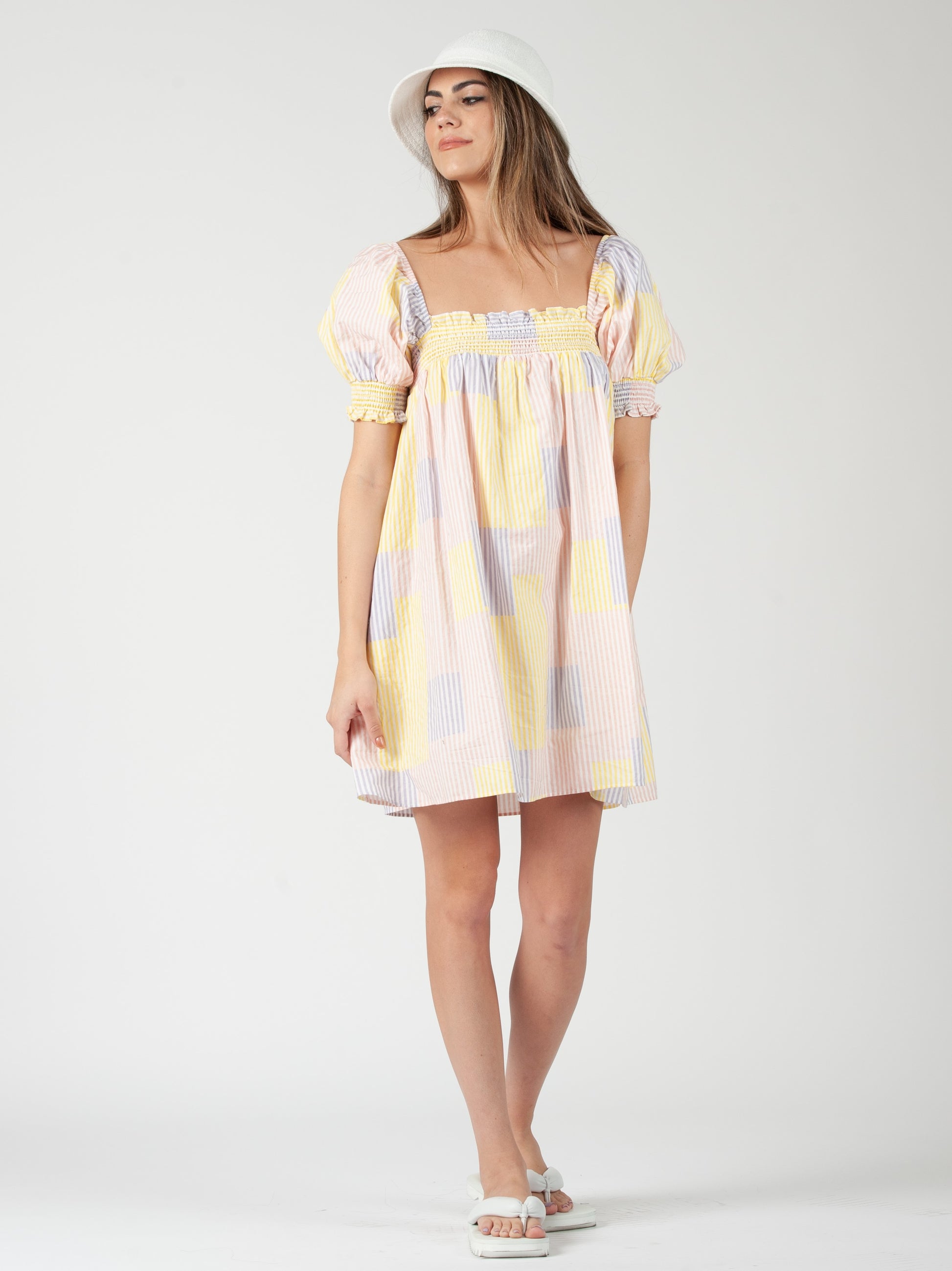 pastel patchwork dress Algo of Switzerland Pastel Patchwork Silk Shirt Dress