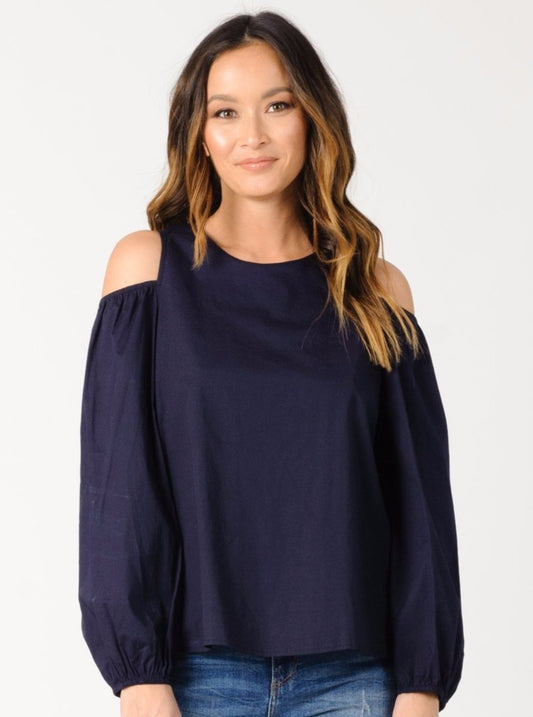 MICHELLE COLD SHOULDER TOP-NAVY