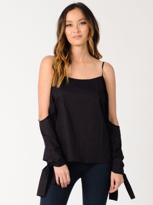 CAMILLA COLD SHOULDER TOP-BLACK