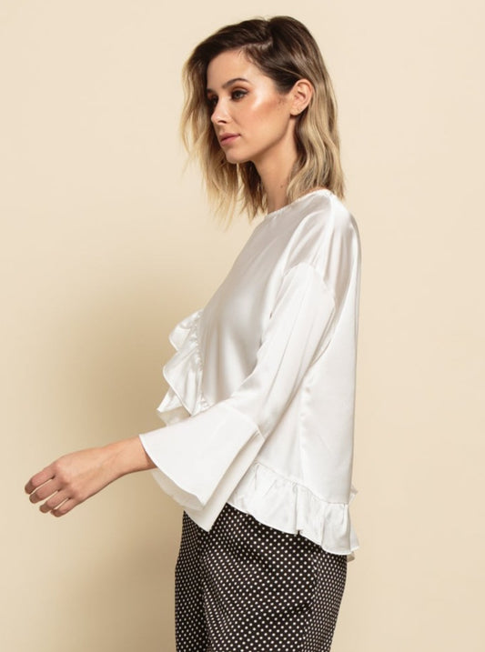 CAROLINE RUFFLE TOP-WHITE