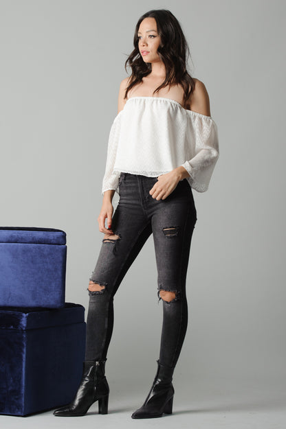 AUBREE OFF THE SHOULDER TOP-WHITE
