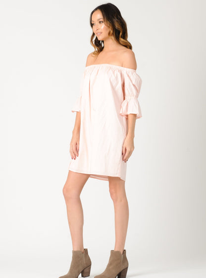 KATHERINE OFF THE SHOULDER DRESS-LT. PINK