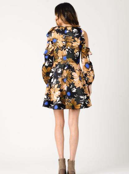 SHAYNE MINI DRESS-BLACK TAUPE