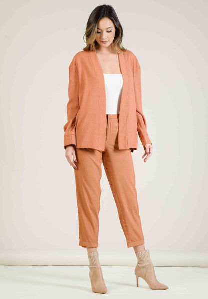 MALLROY ROLLED HEM TROUSERS | AMBER STRIPE