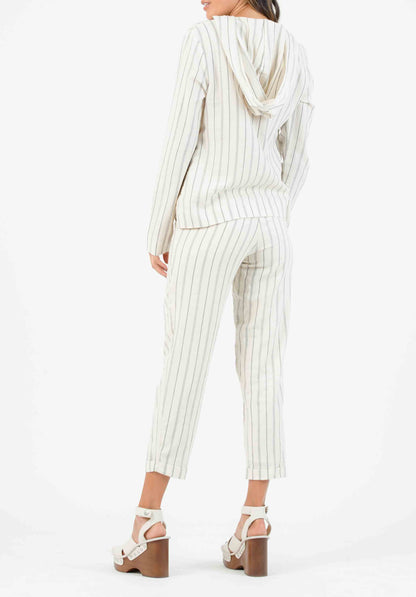 MALLROY ROLLED HEM TROUSERS-CREAM STRIPE