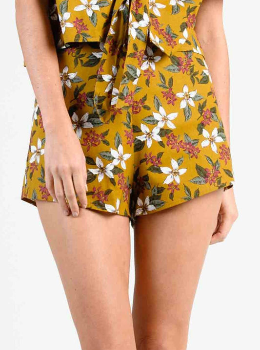 MESA HIGH WAIST SHORTS-MUSTARD FLORAL