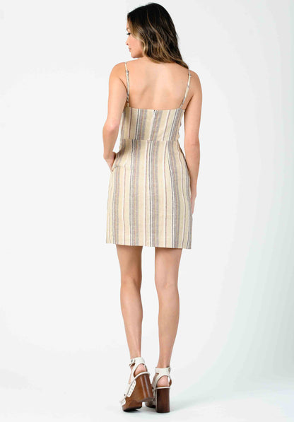 Women's Linen Striped Mini Dress