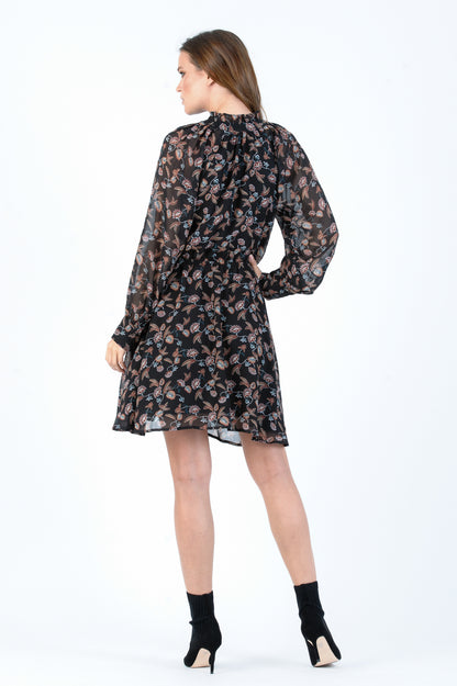 BRIGHTON RAGLAN DRESS-BLACK FLORAL