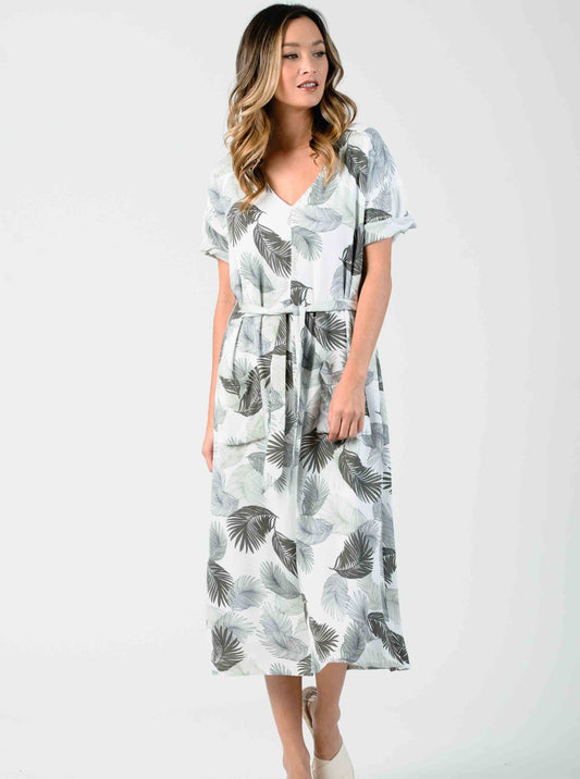 PALM PRINTED DRESS