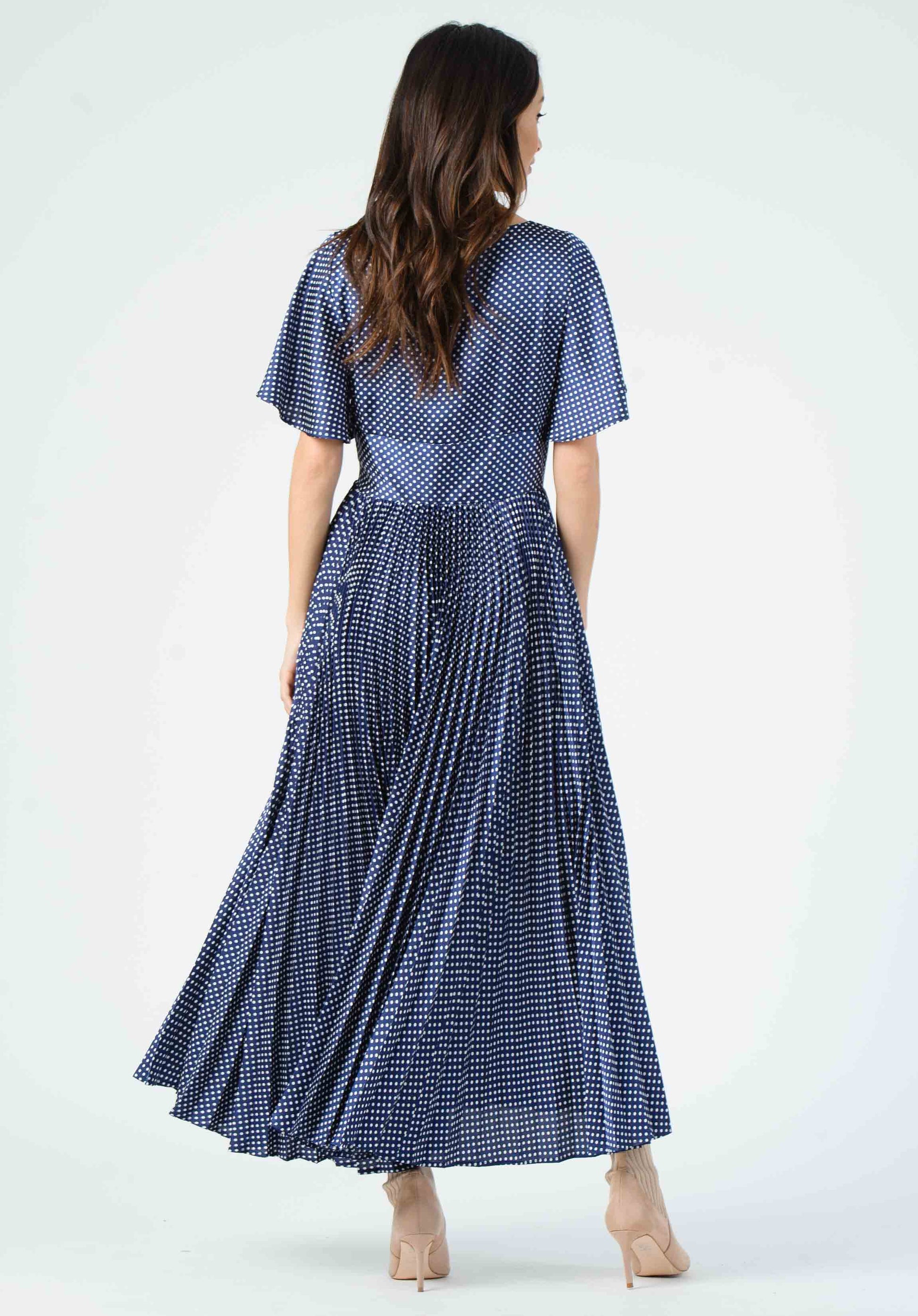 polka dot pleated midi dress Kaline Polka Dot Marisa Pleated Midi Dress IVORY-BLACK-DOT / S by Sugarlips