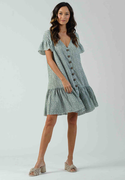 ELLIAS DRESS-SAGE SPECKLE