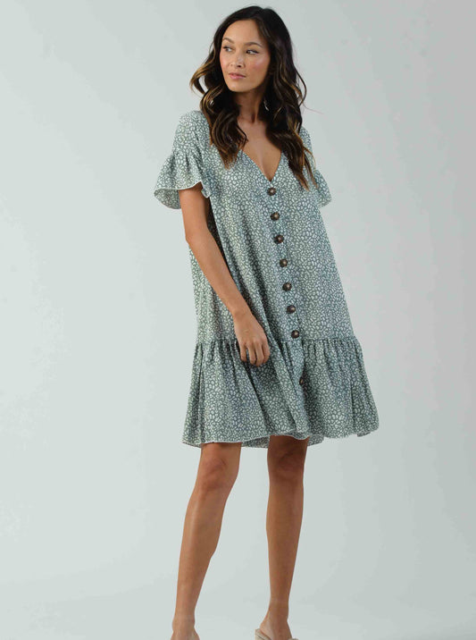 ELLIAS DRESS-SAGE SPECKLE