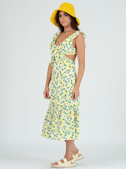 Women's Lemon Print Dress M Women's Lemon Print Dress M
