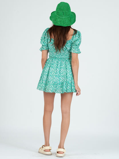 green floral mini dress Palm Sketch Sage Floral Mini Dress | Trendy Women's Dresses
