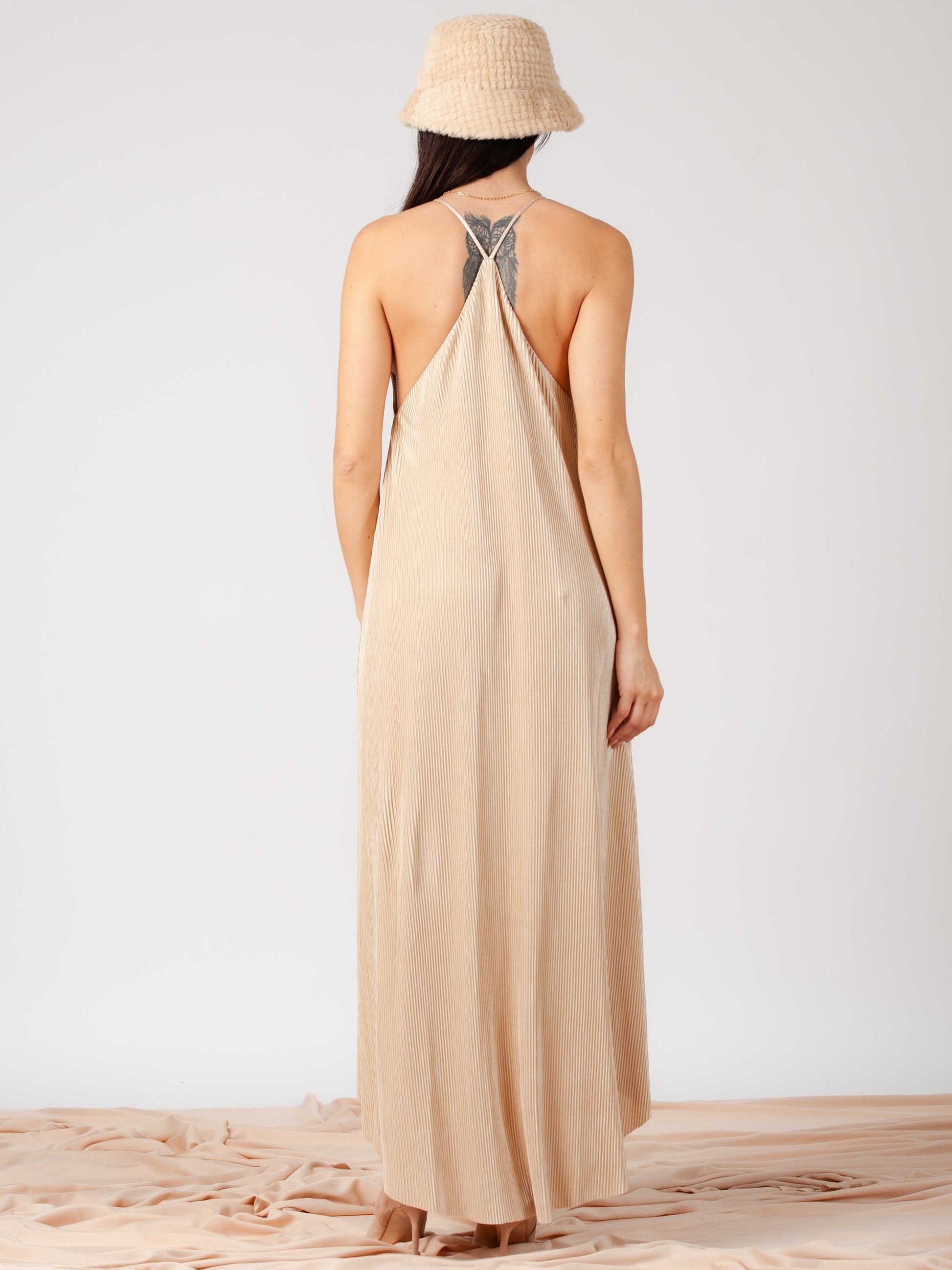 Women's Pleated Maxi Satin Dress XS / Black Women's Pleated Maxi Satin Dress XS / Black