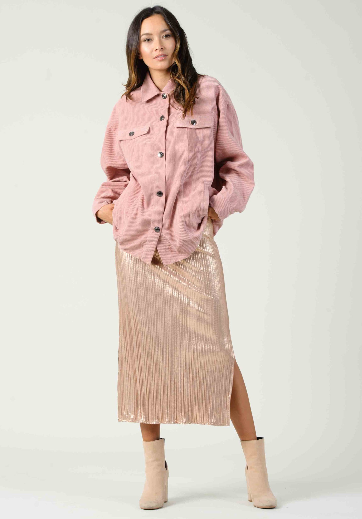 NEBBIOLO CORDUROY JACKET-DUSTY PINK