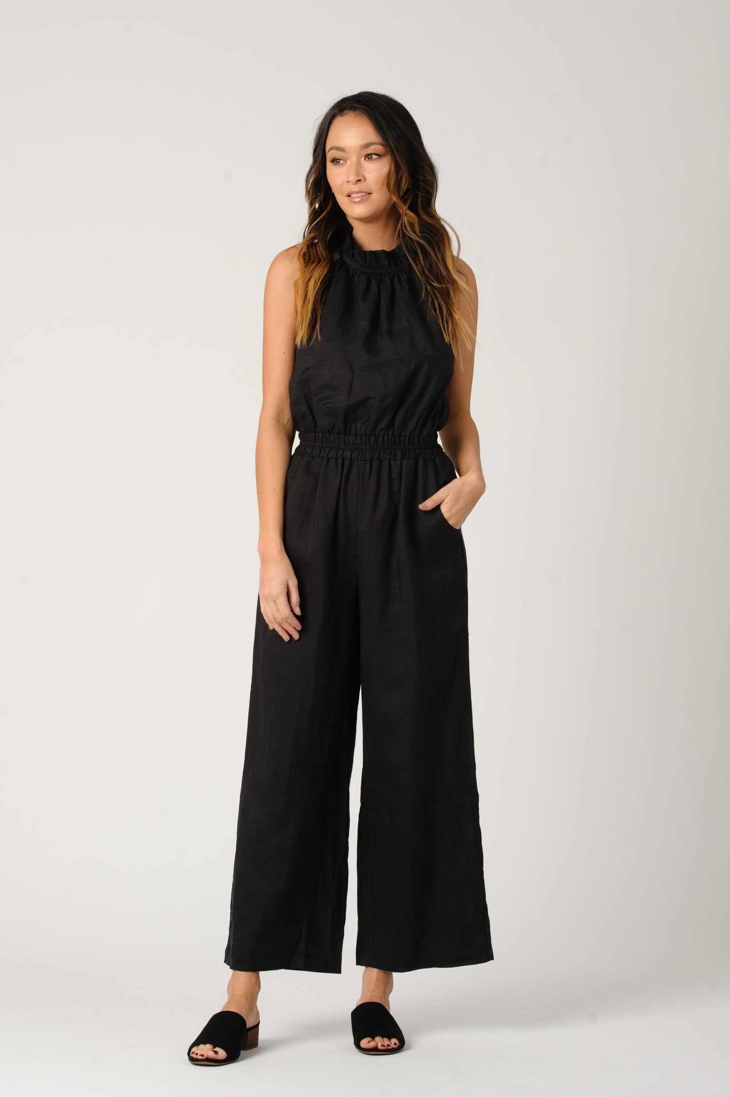 SLOANE BABY RUFFLE WIDE LEG JUMPSUIT l NIGHTFALL
