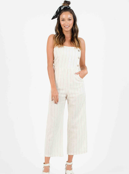 OHANA JUMPSUIT-TAN/RAINBOW STRIPE