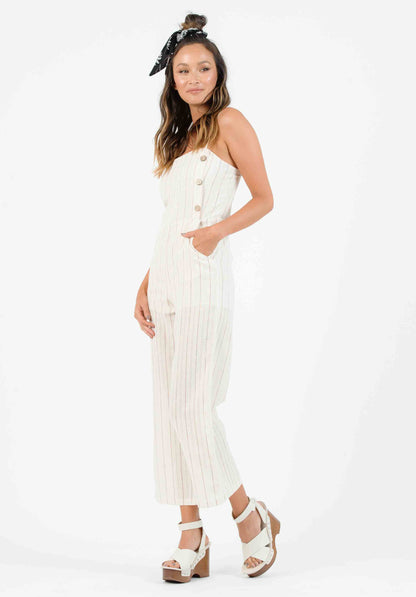 OHANA JUMPSUIT-TAN/RAINBOW STRIPE