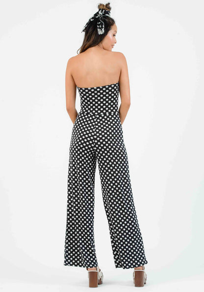 SEFINA SYNCHED JUMPSUIT-BLACK/WHITE POLKA DOT