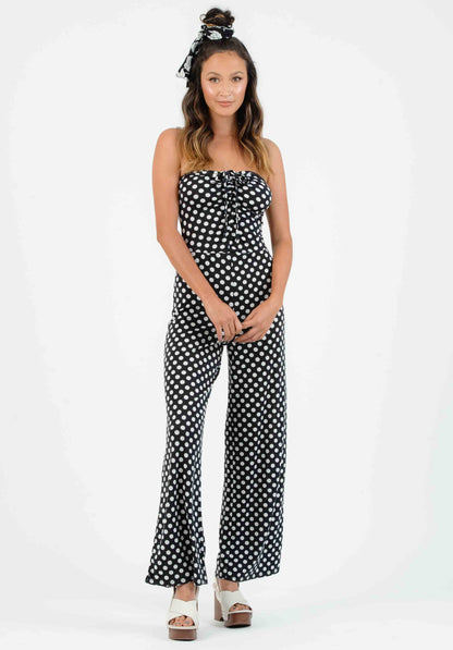 SEFINA SYNCHED JUMPSUIT-BLACK/WHITE POLKA DOT