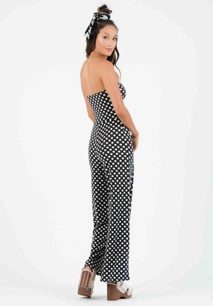 SEFINA SYNCHED JUMPSUIT-BLACK/WHITE POLKA DOT