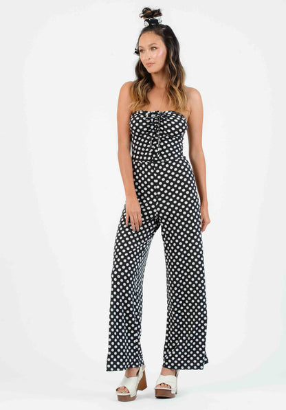 SEFINA SYNCHED JUMPSUIT-BLACK/WHITE POLKA DOT