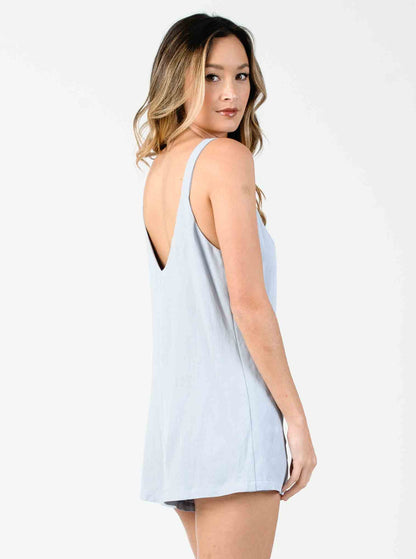 TANSY BUTTON FRONT ROMPER | SEA MIST