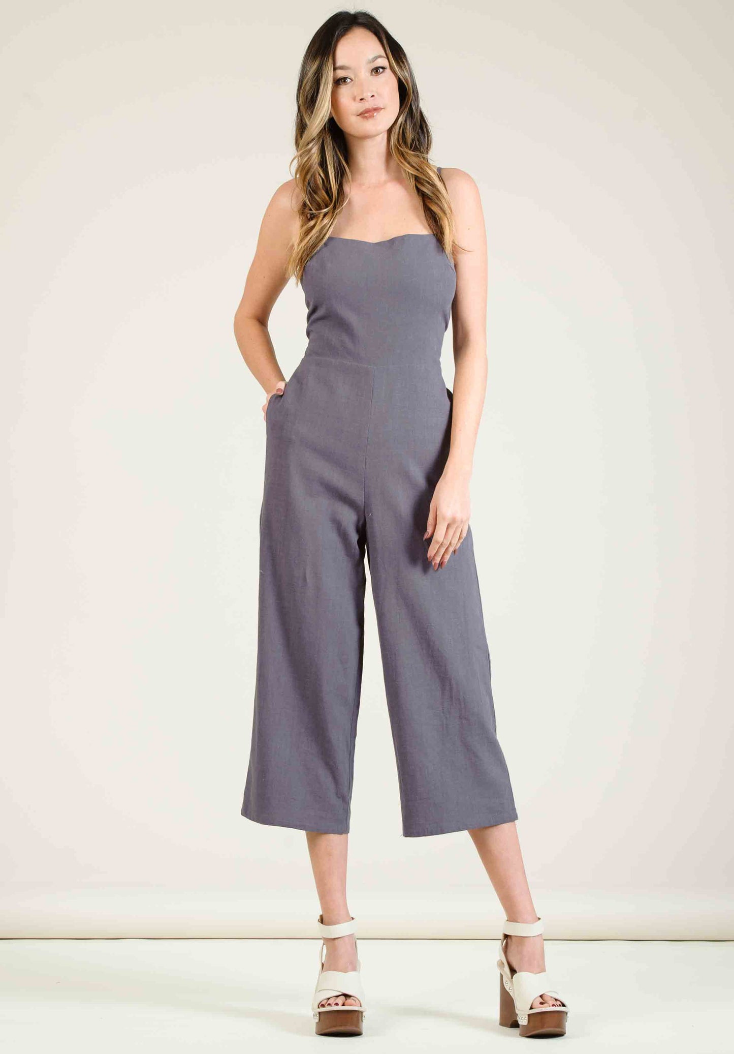 CATINIA CULOTTE JUMPSUIT | CHARCOAL – Lucca Couture