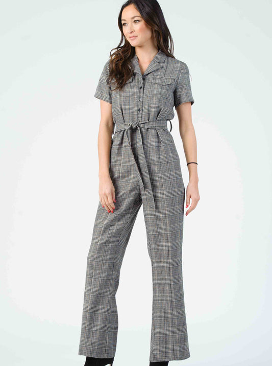 VERDI TAILORED JUMPSUIT-BLACK PLAID