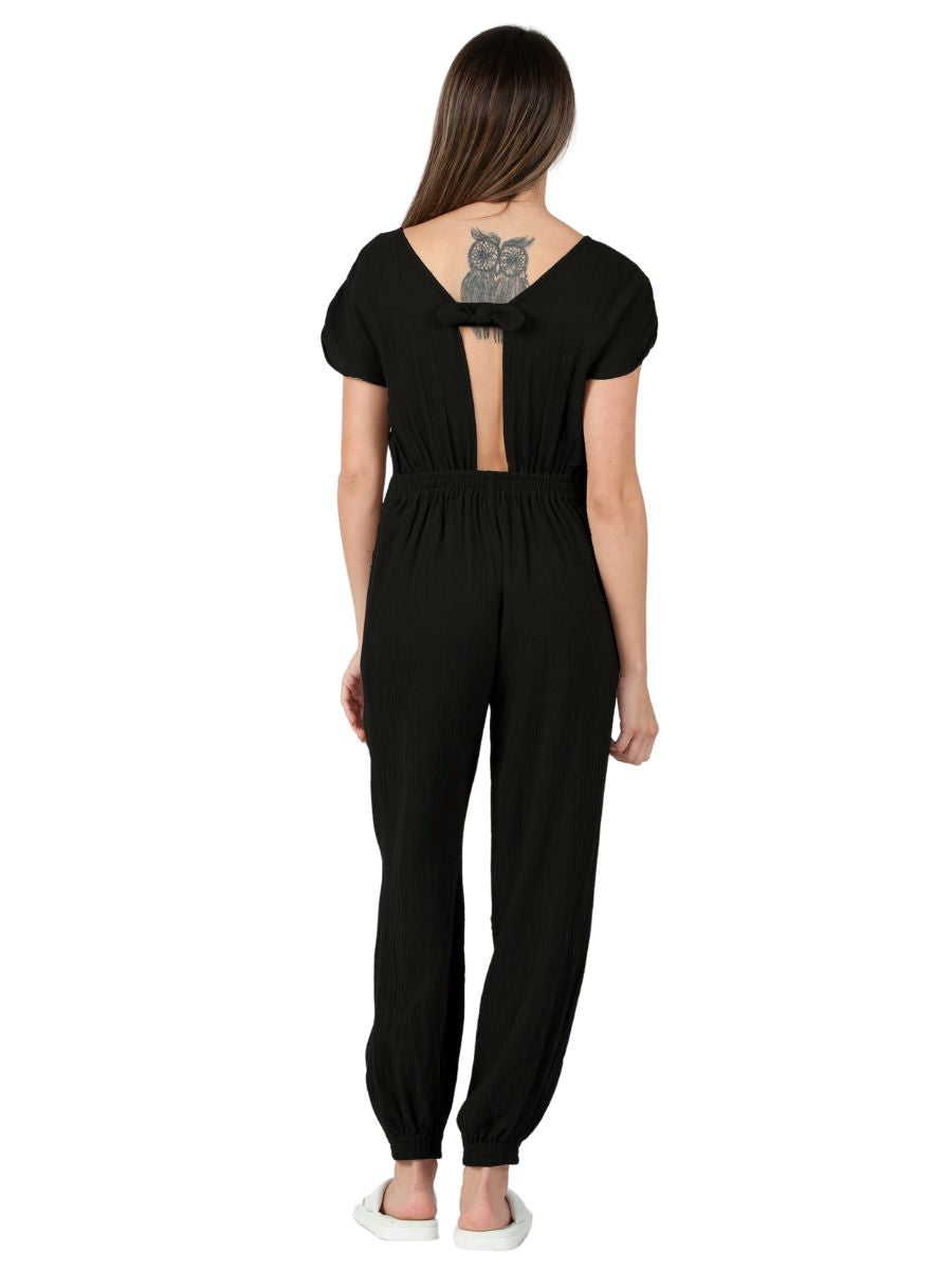 GOOD DAY GAUZE JUMPSUIT-BLACK