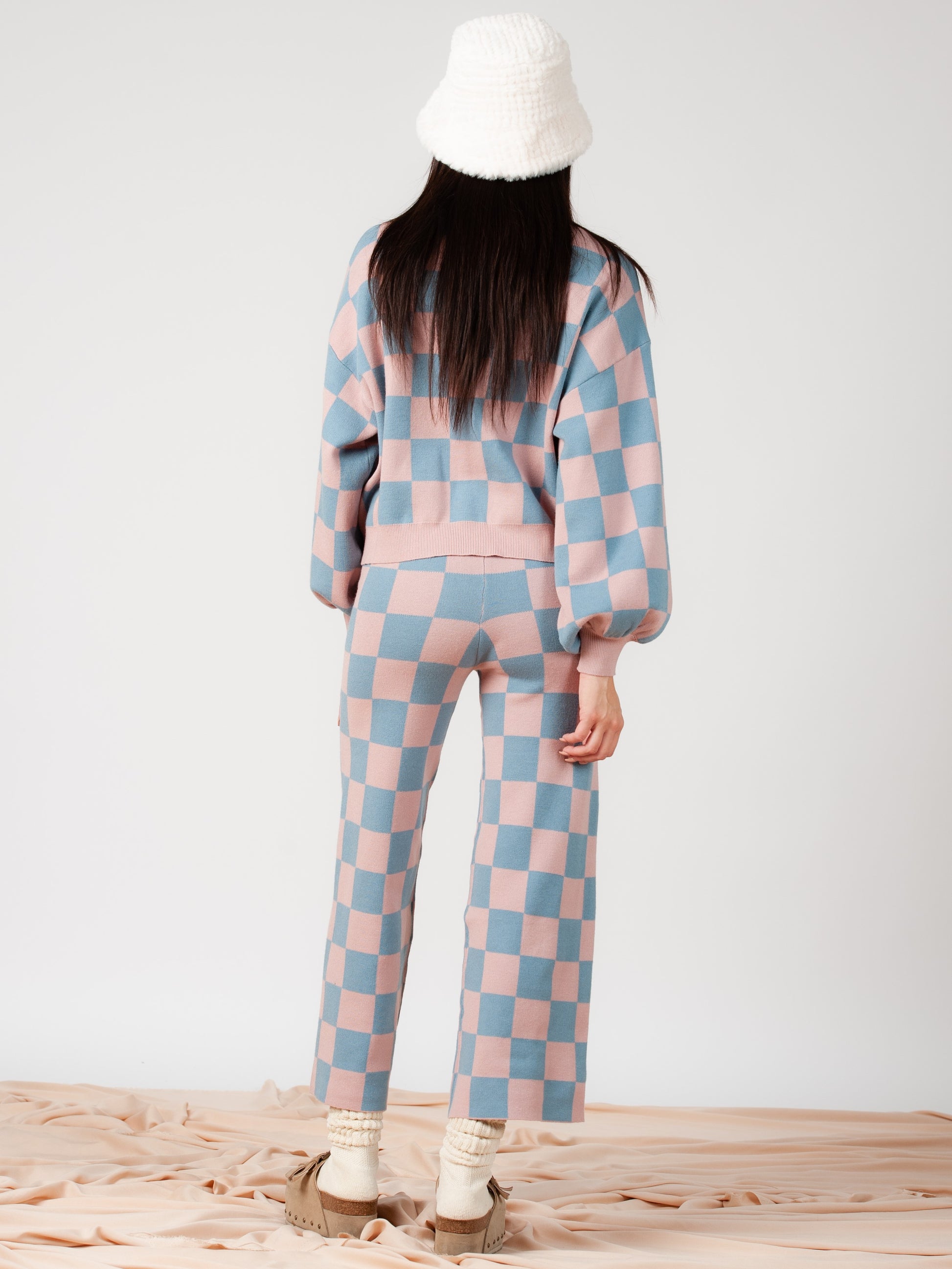 CHECKMATE SWEATER AND PANT SET-MAUVE BLUE – Lucca Couture