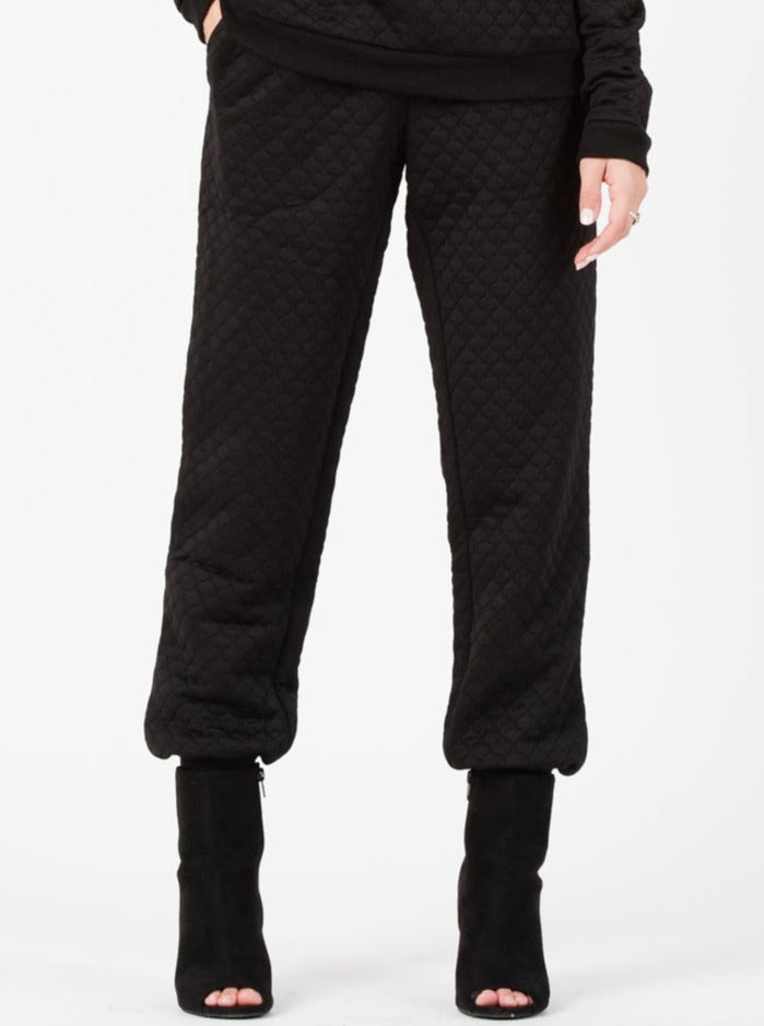QUILTED JOGGER PANT-BLACK