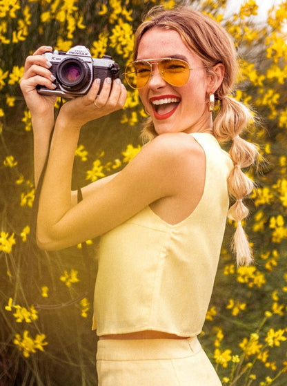 ALI FRONT BUTTONED VEST-CANARY